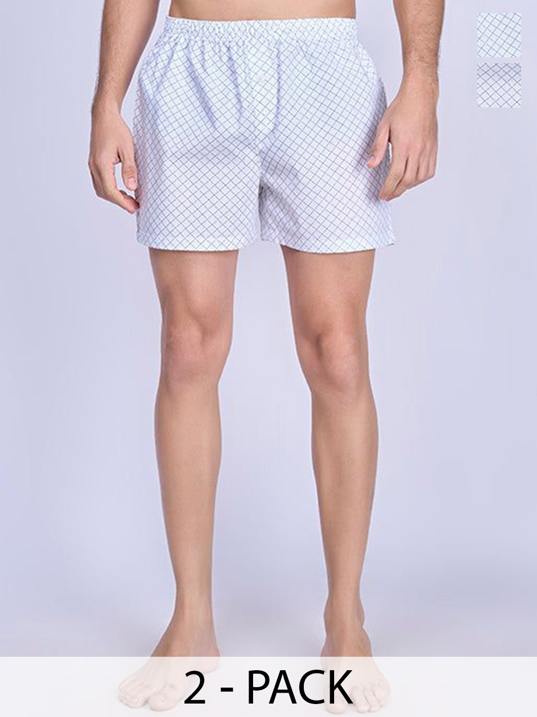 

Ramraj Pack Of 2 Cotton Printed Woven Boxers RAMSHORTS_WS12, White