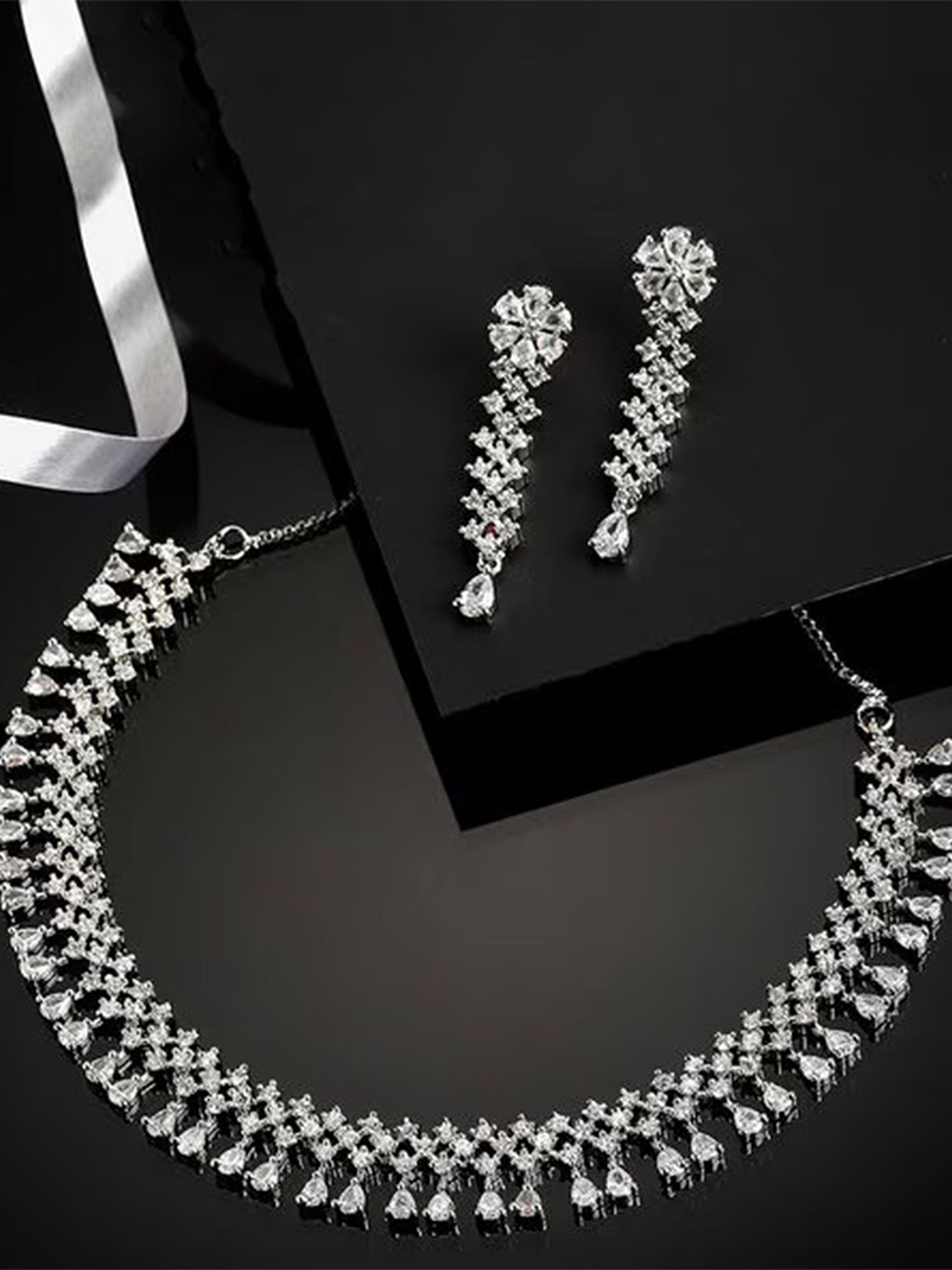 

Zoey Silver-Plated American Diamond-Studded Jewellery Set