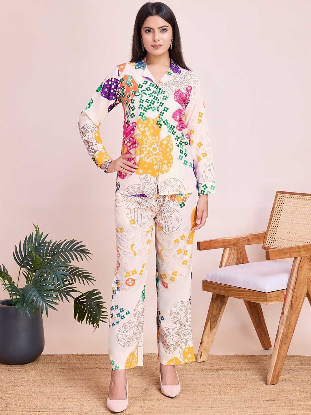 

Ekta Textiles Printed Shirt & Trousers, White