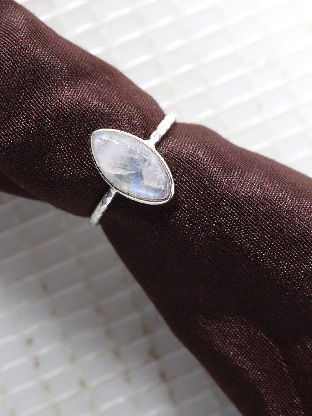 

Exotic India Rainbow Moonstone Marquise Cut Sterling Silver Ring