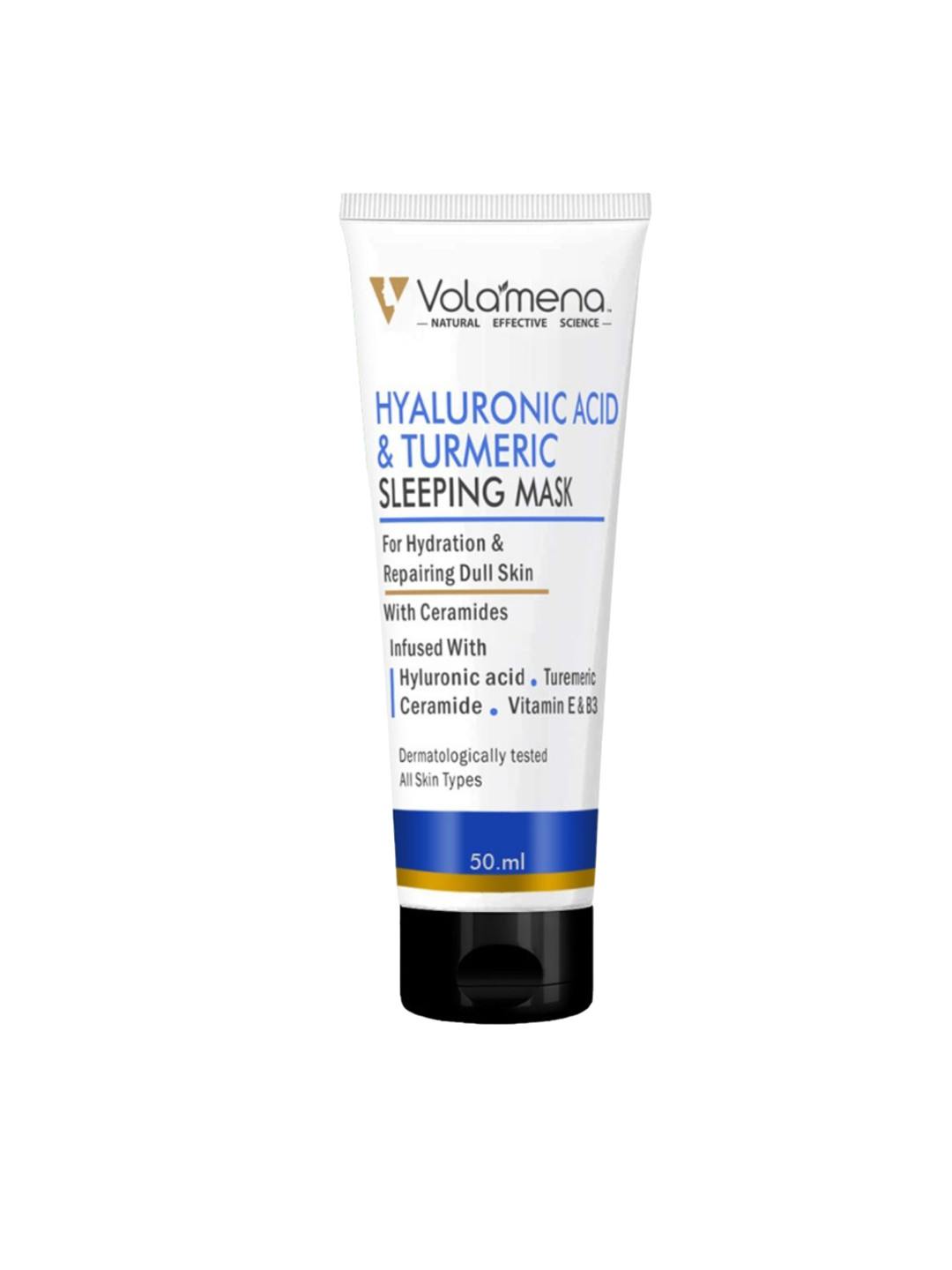 

Volamena Hyaluronic Acid & Turmeric Sleeping Mask For Hydration & RePairing Dull Skin-50ml, Off white