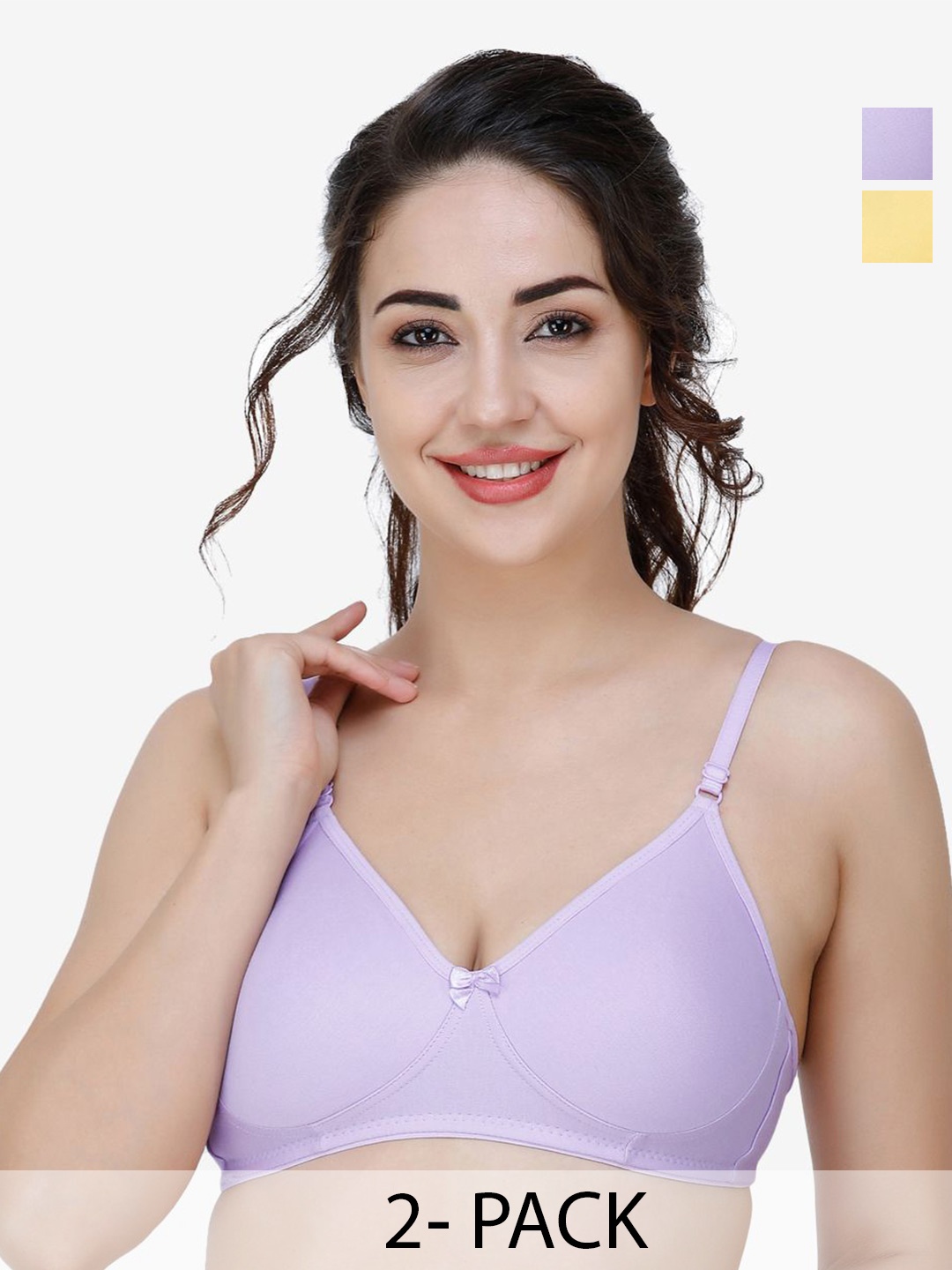 

Docare Women Pack of 2 Full Coverage T-shirt Non Padded Bra, Purple