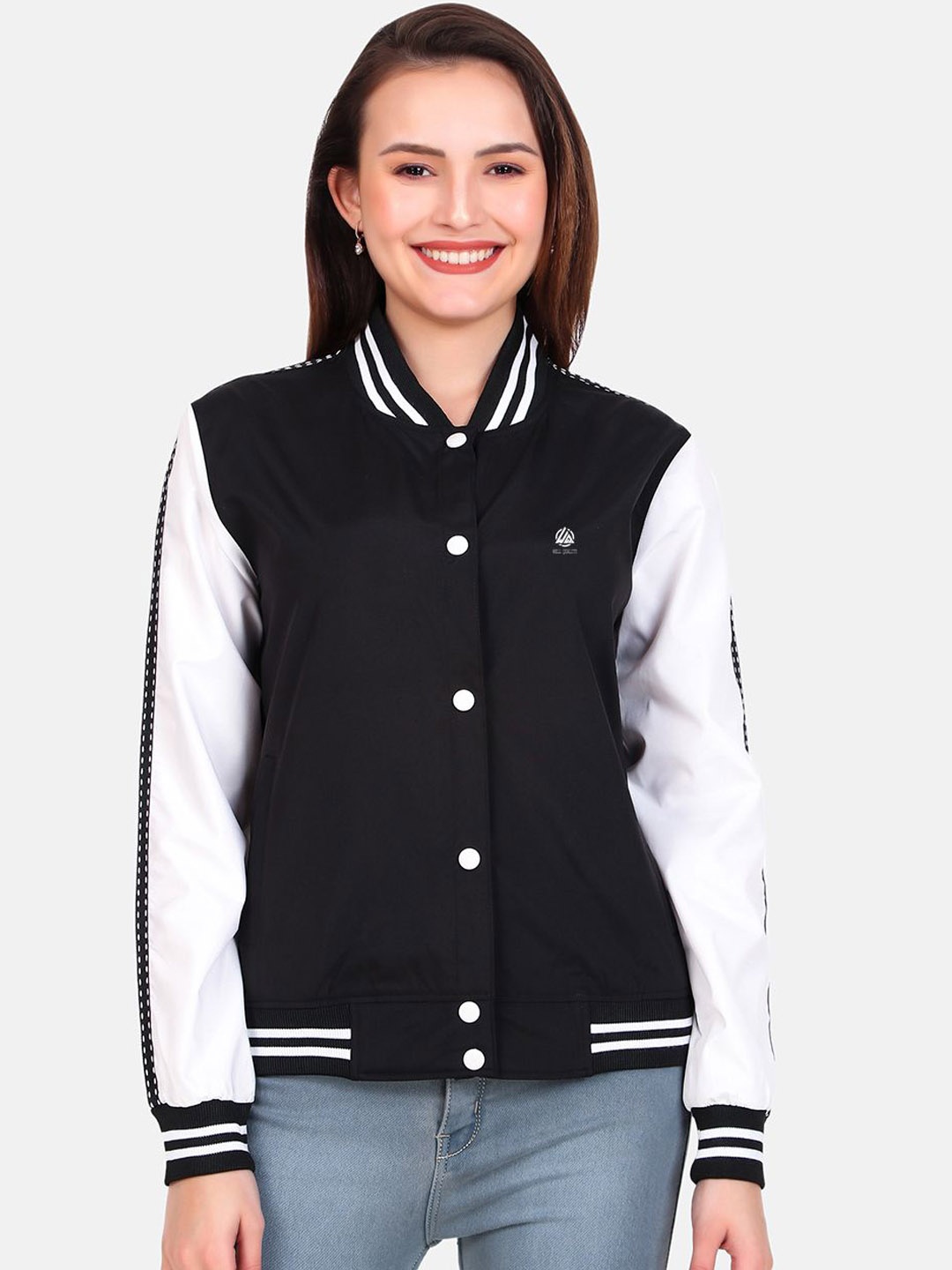 

WELL QUALITY Women Colourblocked Windcheater Training or Gym Sporty Jacket, Navy blue