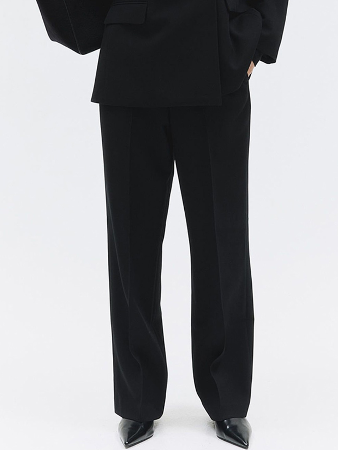 

H&M Women Crease-Front Trousers, Black