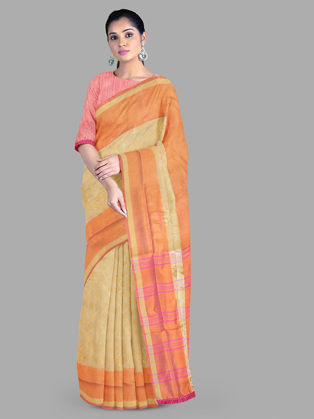 

The Chennai Silks Woven Design Zari Saree, Beige