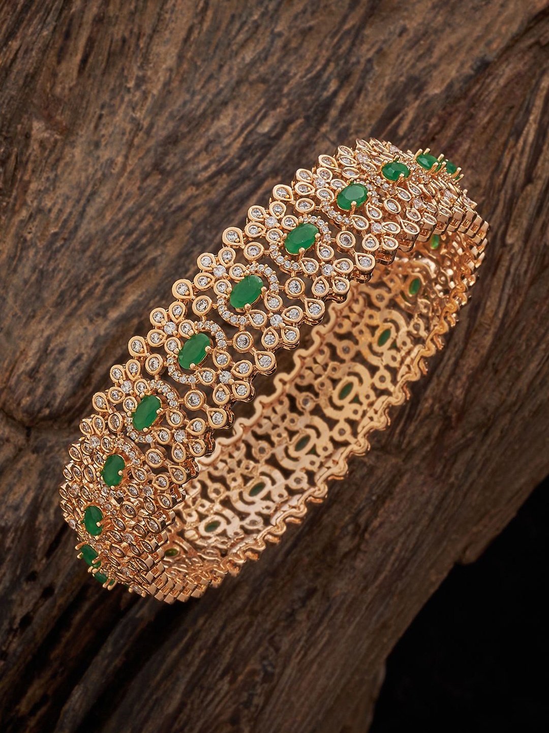 

Kushal's Fashion Jewellery Gold-Plated CZ Studded Bangle
