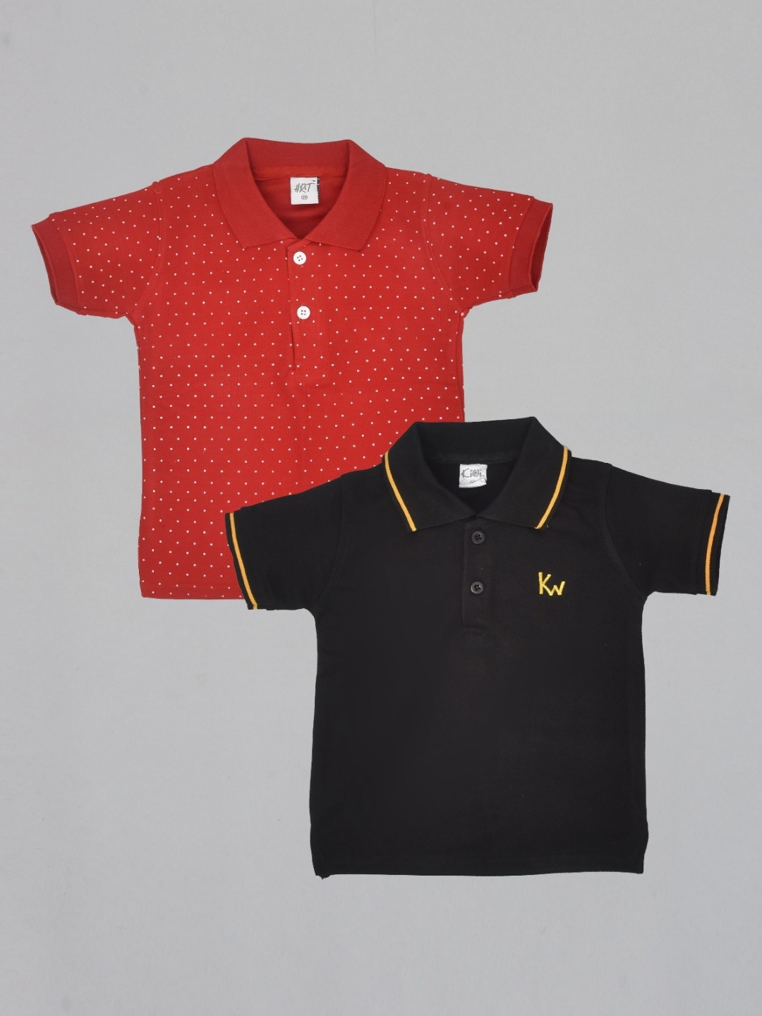 

BAESD Pack Of 2 Boys Solid Polo Collar Cotton T-shirts, Black