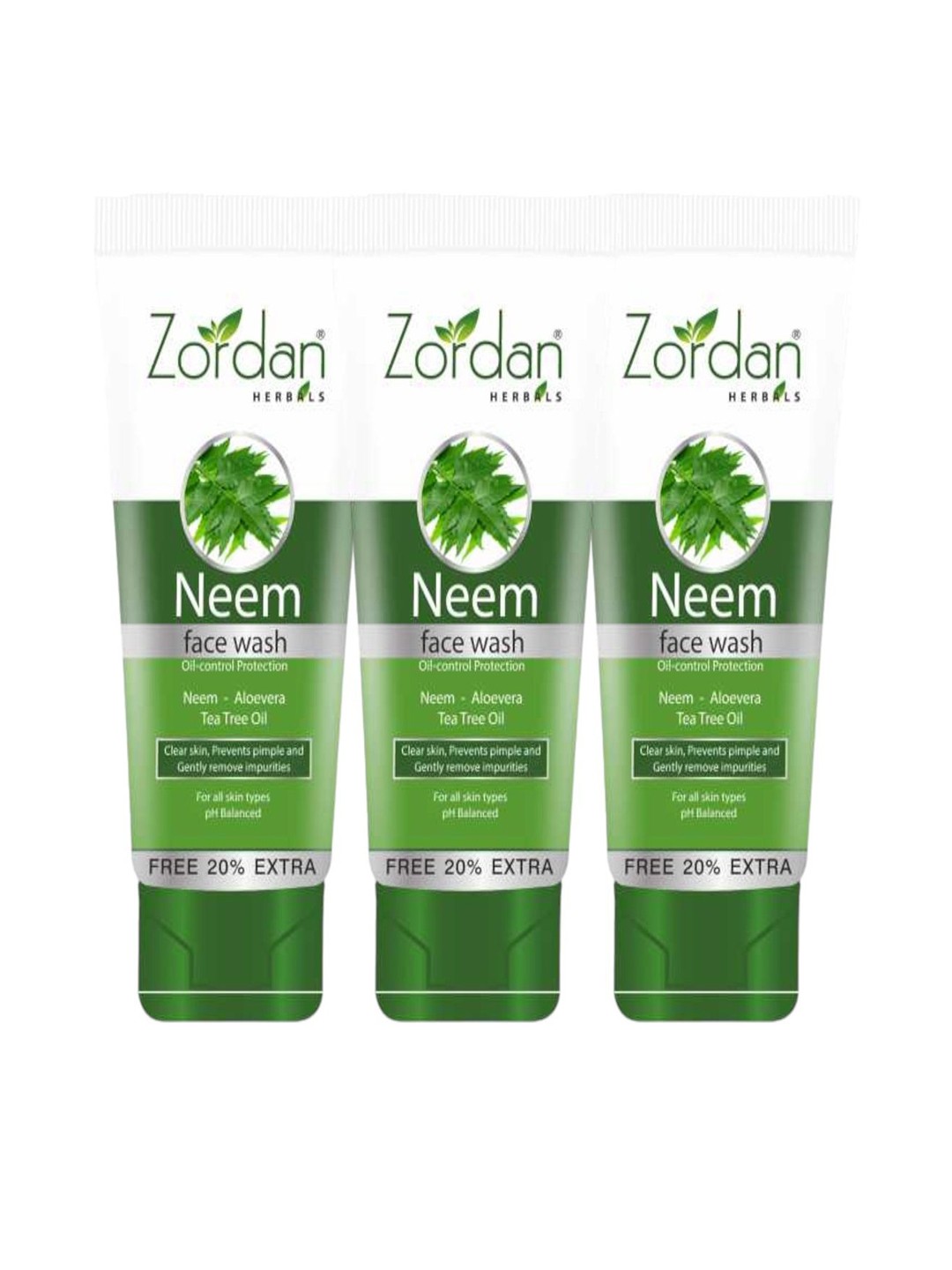 

ZORDAN Set Of 3 Herbal Neem Face Wash - 120 ml Each, Green