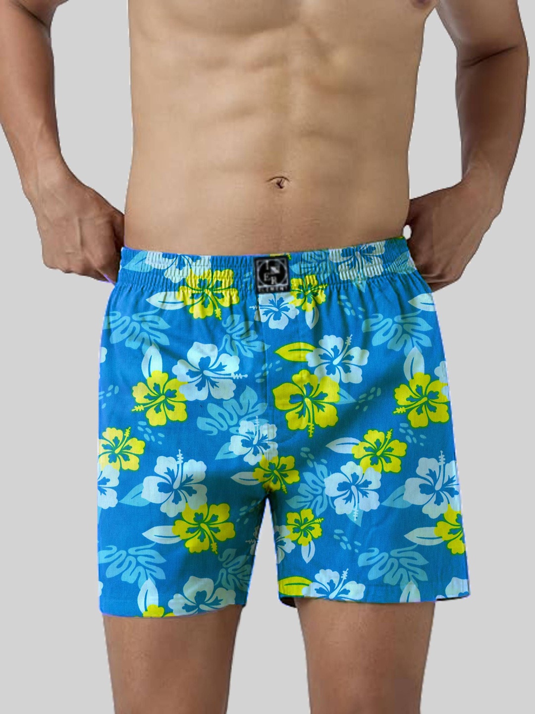 

inner element Floral Printed Cotton Boxers Boxer_Print_blue_beach_Pk1_M