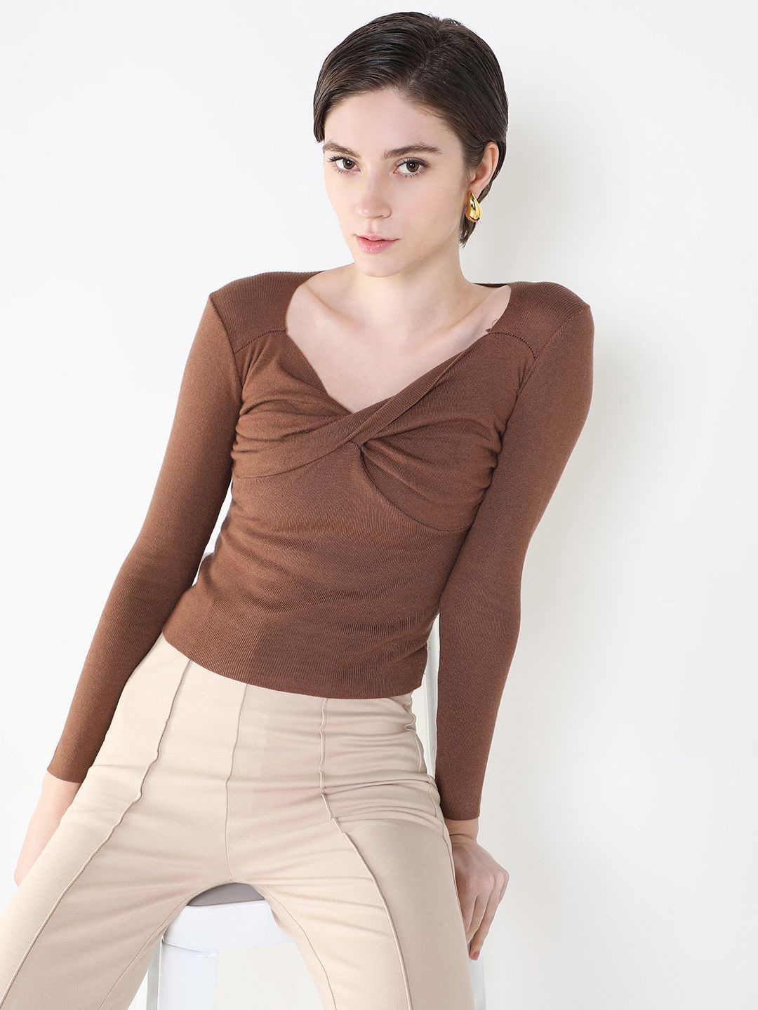 

SHOWOFF Twisted Top, Brown