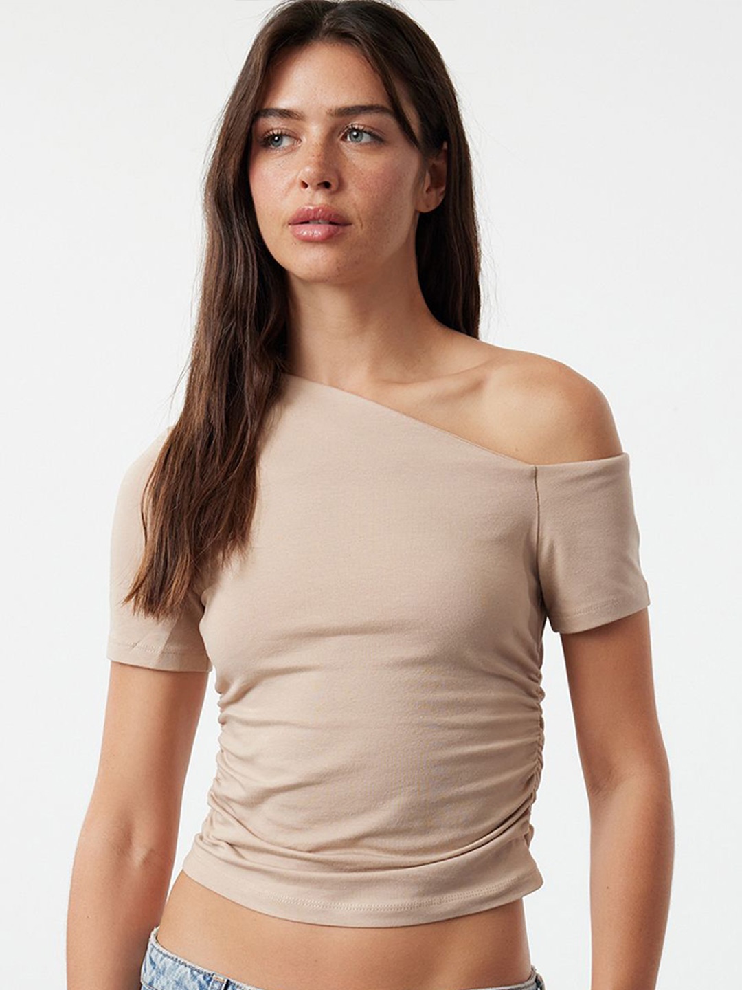 

Trendyol One Shoulder Cotton Crop Top, Na