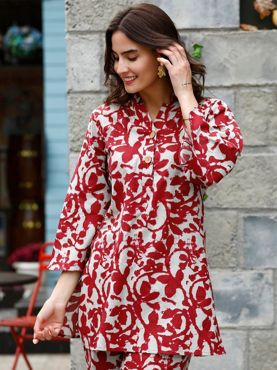

KALINI Floral Printed Tunic With Trousers, Maroon