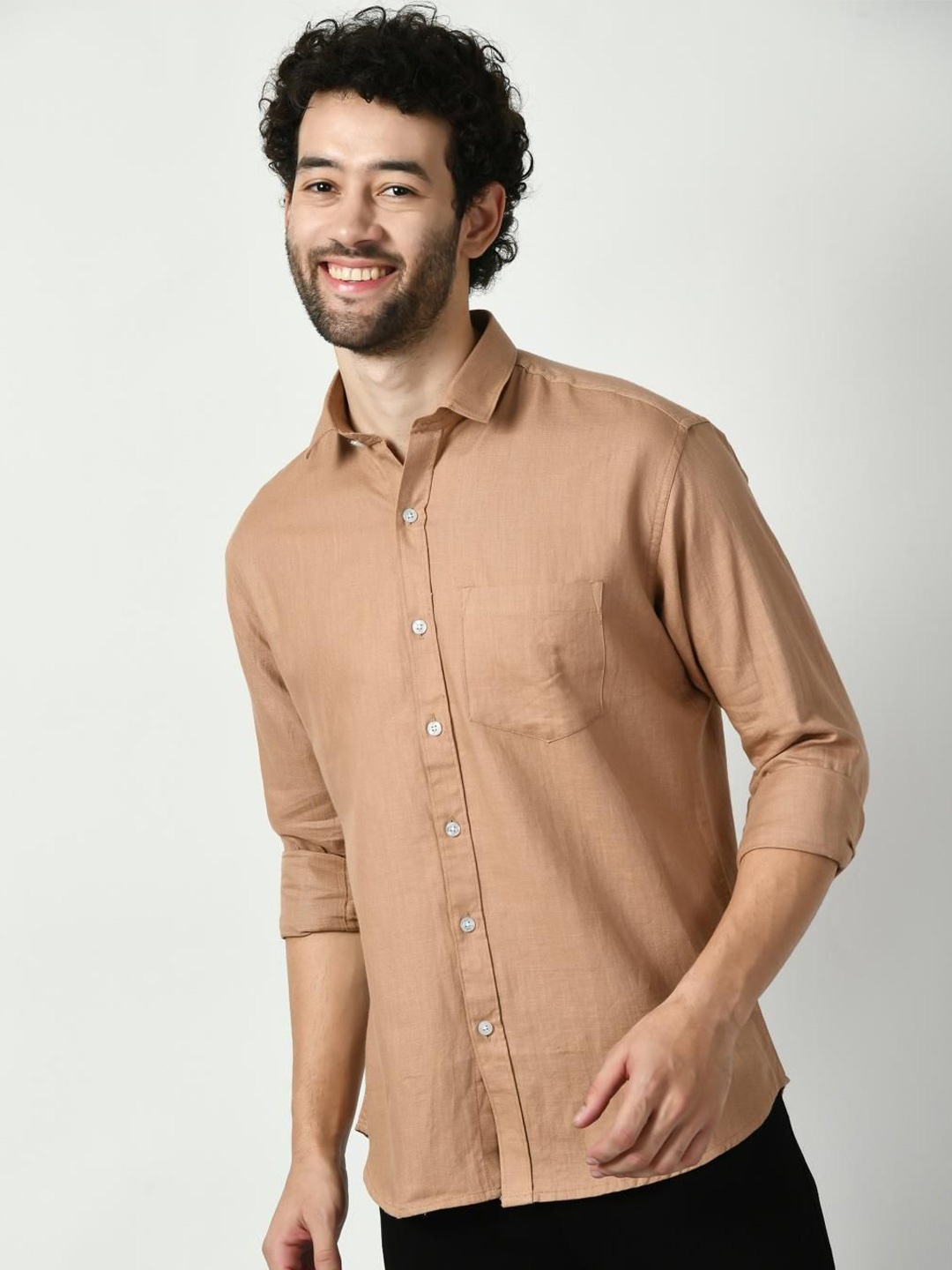 

PEBCO Men Classic Slim Fit Opaque Casual Shirt, Brown