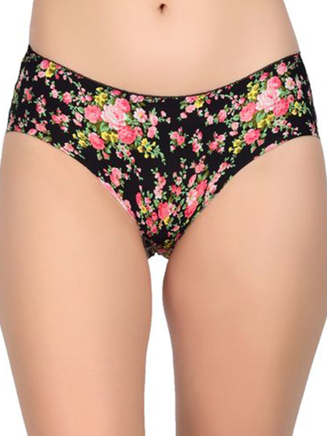

bare dezire Women Printed Mid-Rise Seamless Hipster Briefs, Black