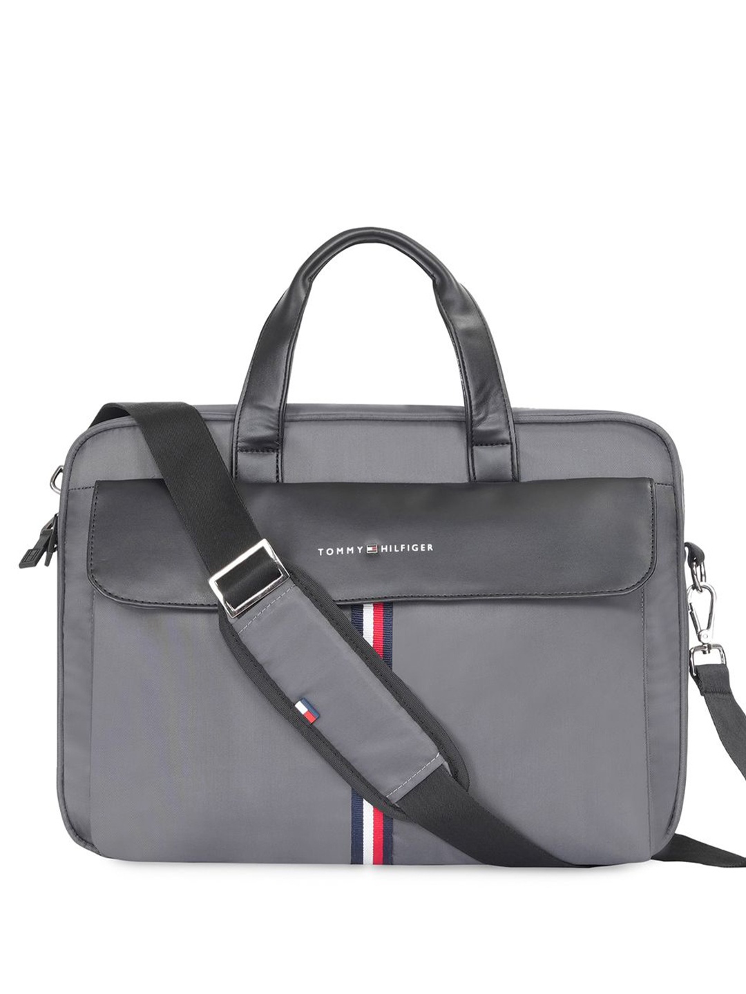 

Tommy Hilfiger Unisex Striped Laptop Bag, Grey