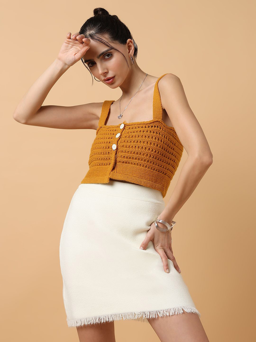 

SHOWOFF Bralette Crop Top, Mustard