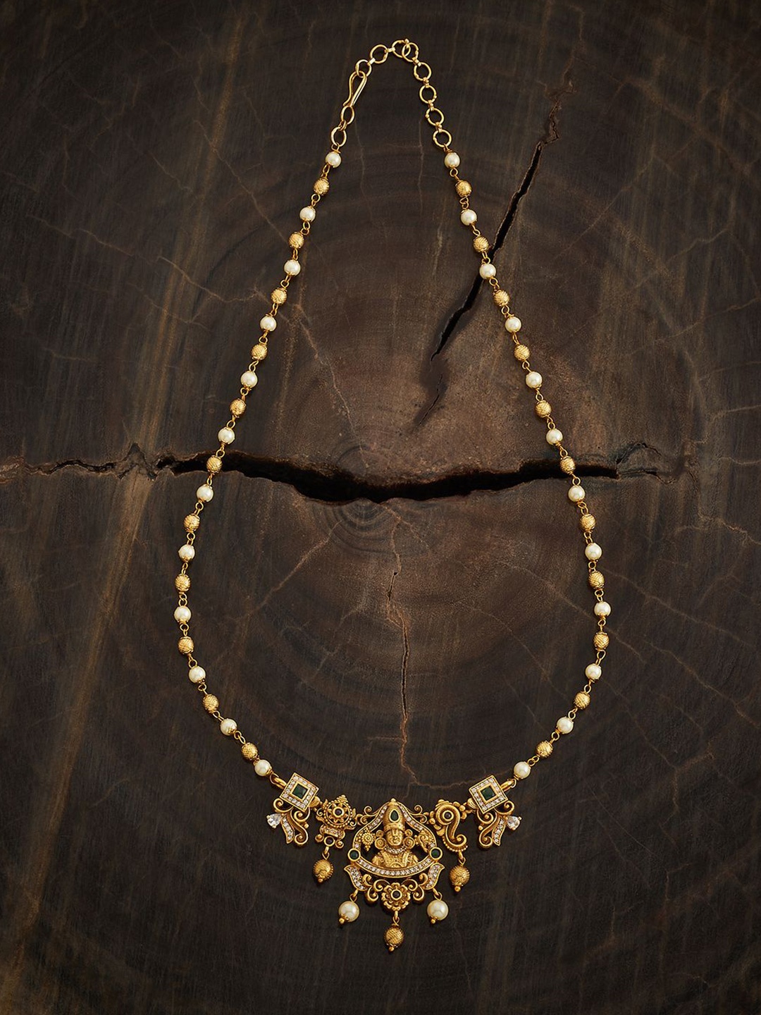 

Kushal's Fashion Jewellery Gold-Plated Stone Studded & Beaded Antique Necklace