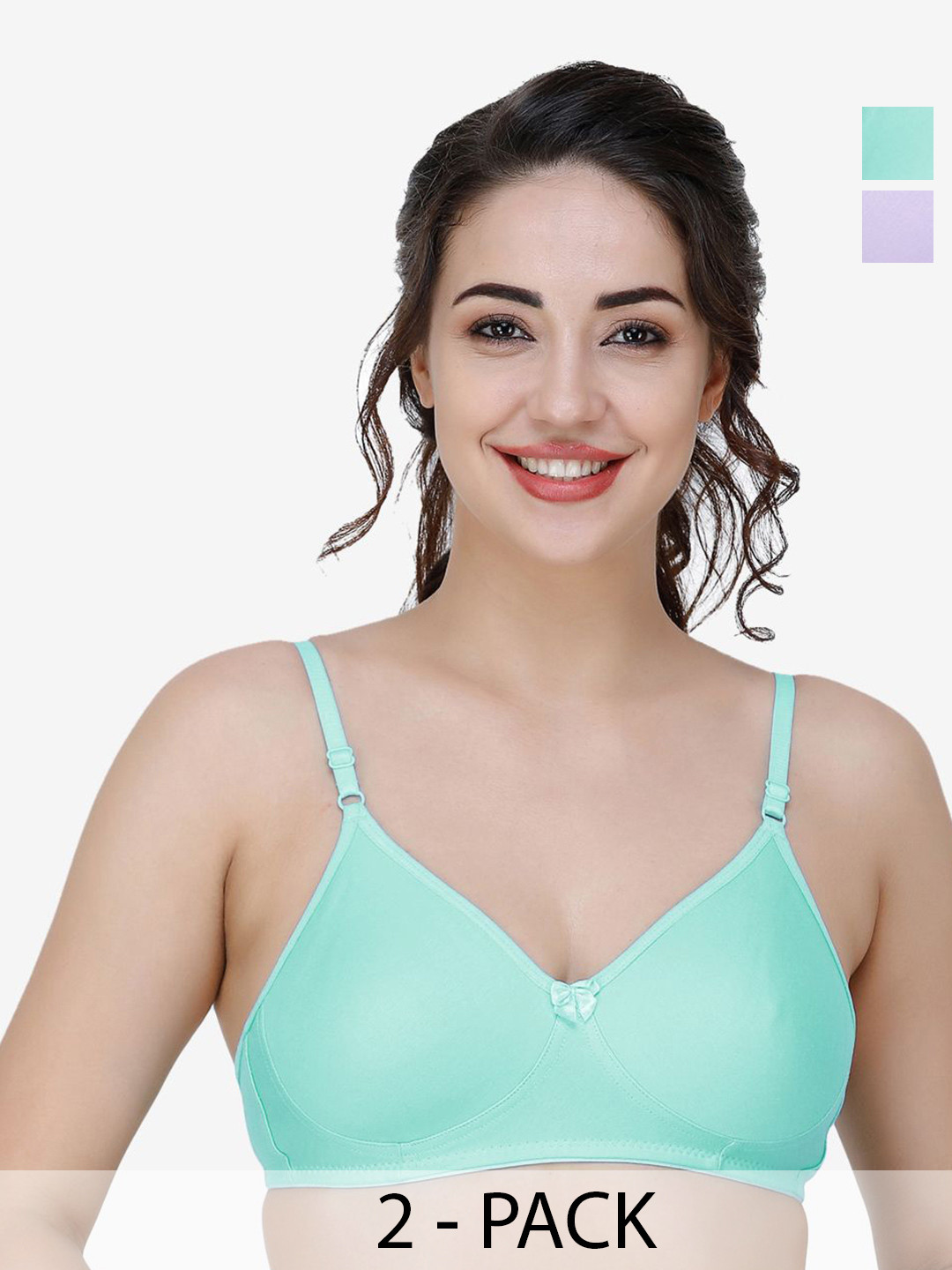 

Docare Women Pack of 2 Full Coverage T-shirt Non Padded Bra, Green
