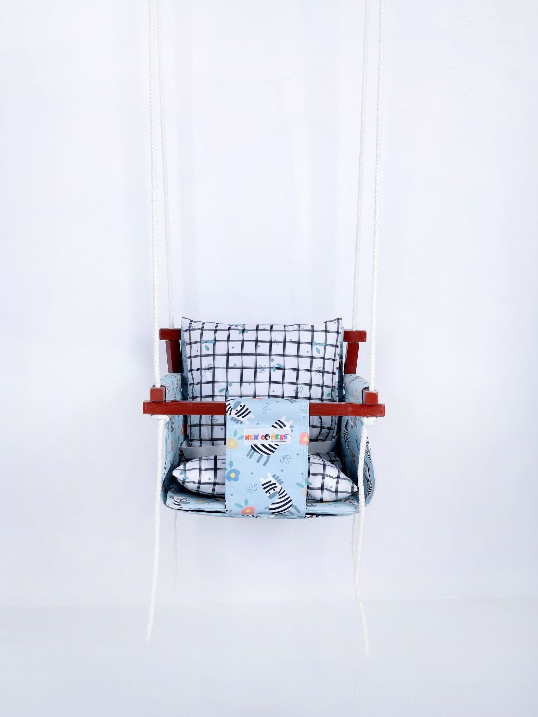 

NEW COMERS Kids Grey & White Printed Pure Cotton Swings With 2 pillows