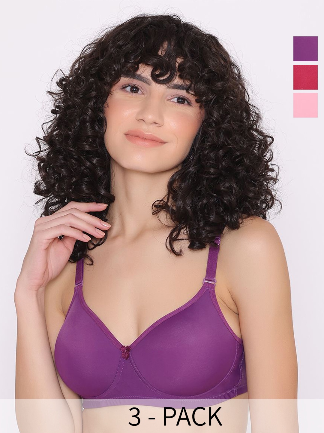 

INKURV Solid Full Coverage Lightly Padded Bra, Red