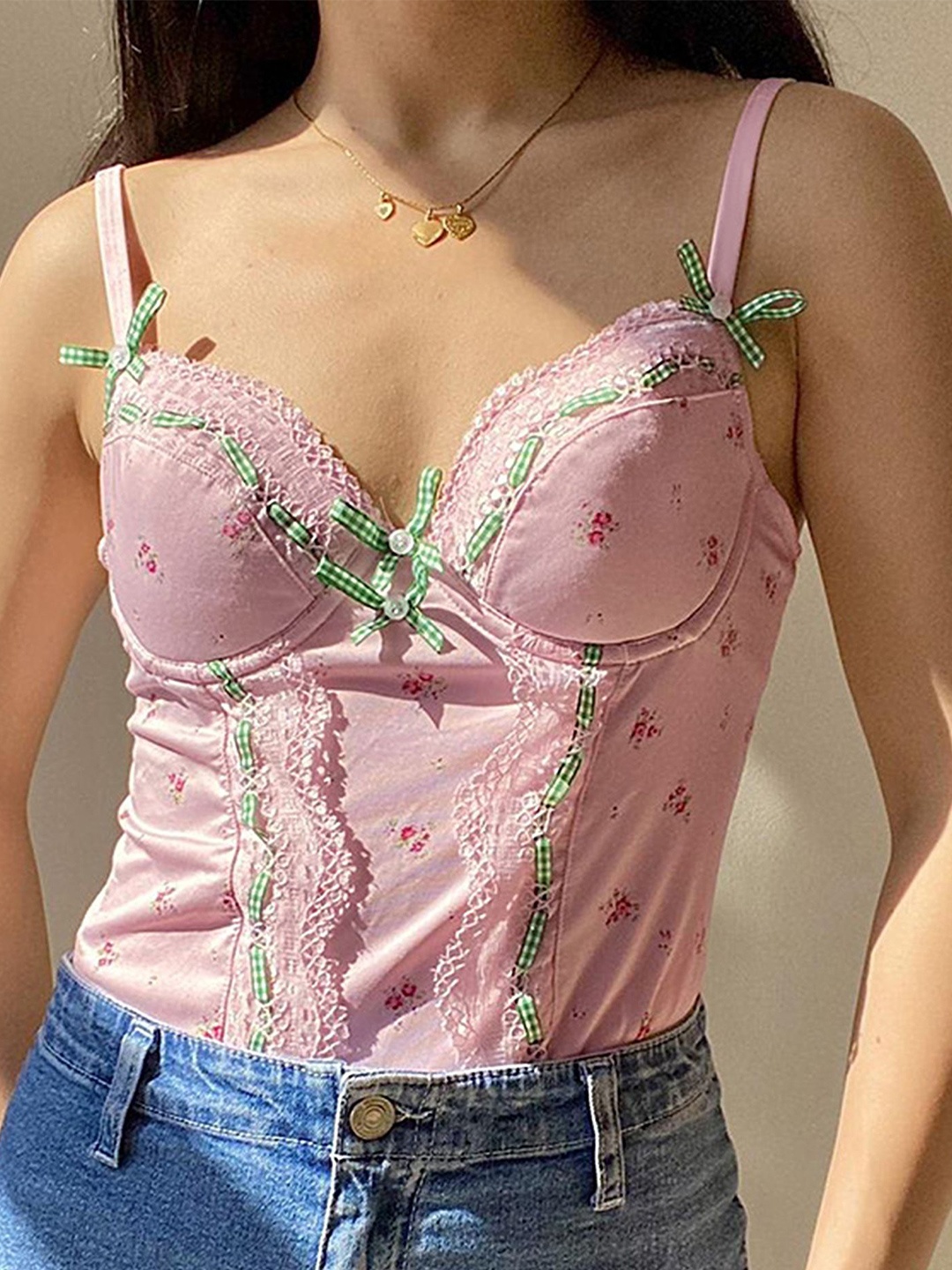 

LULU & SKY Floral Print Crop Top, Pink
