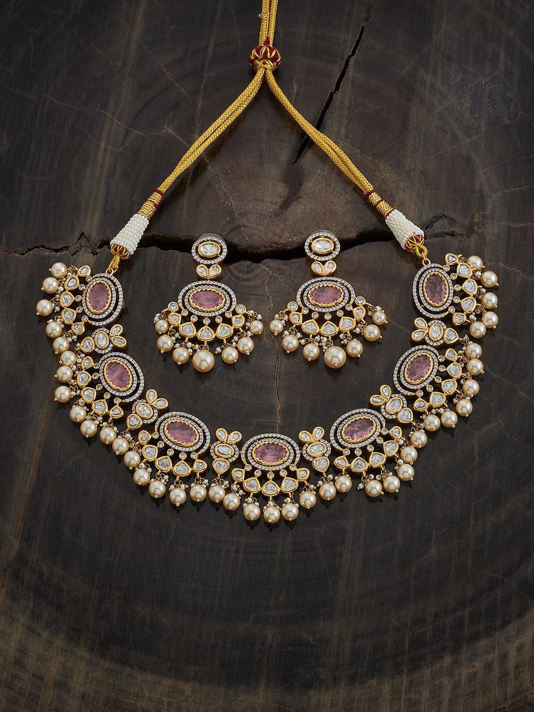 

Kushal's Fashion Jewellery Kundan Studded & Beaded Jewellery Set, Gold