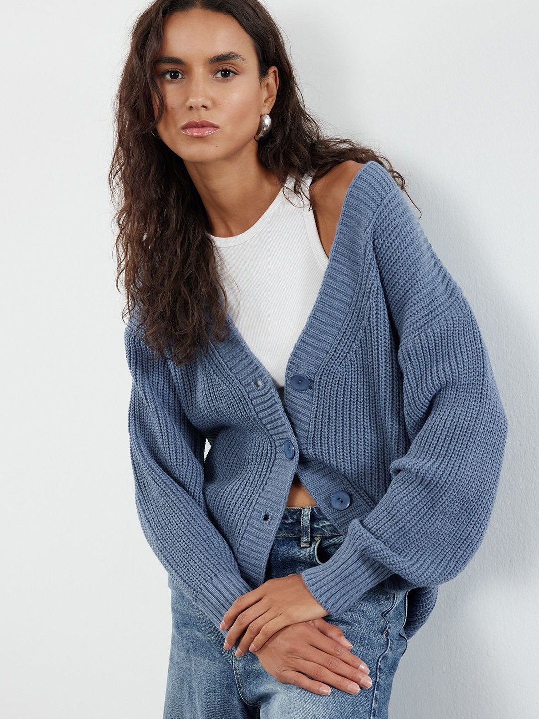 

Trendyol Women Striped Cardigan, Blue