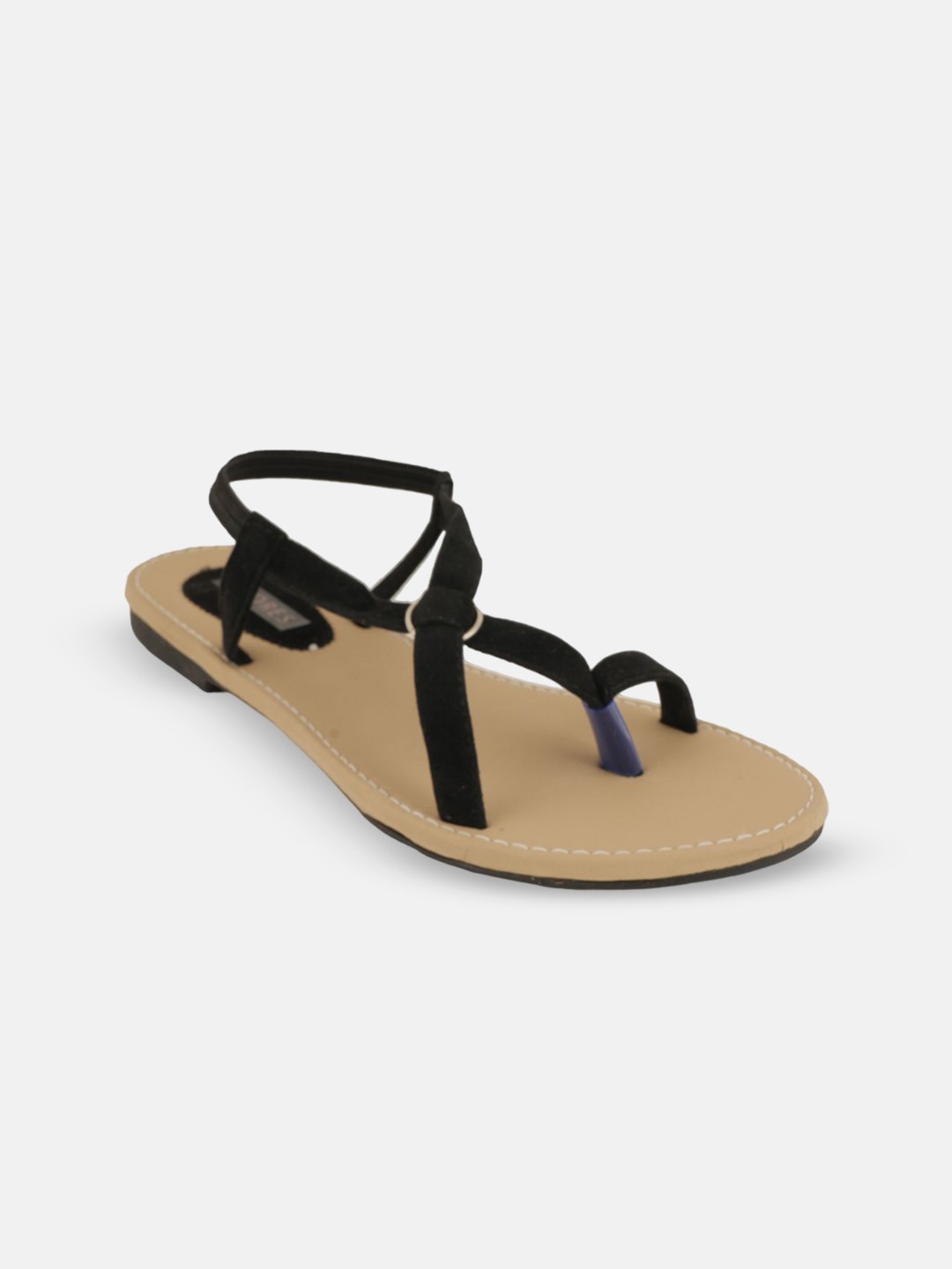 

AZORES Women Textured Open Toe Flats with Bows, Black