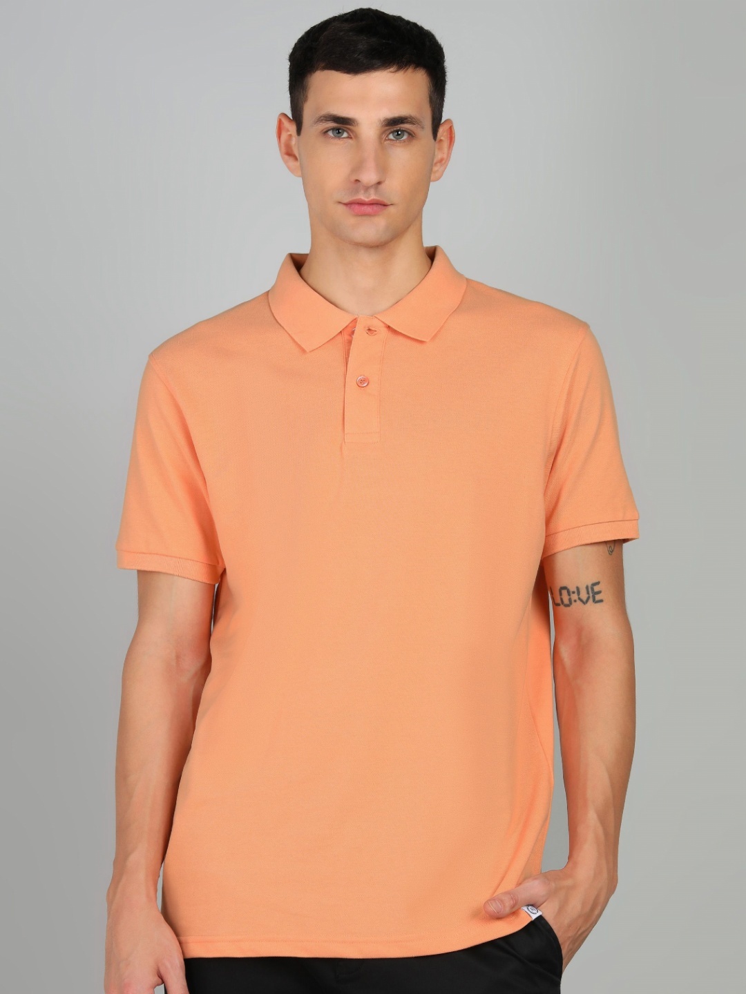 

Alan Jones Men Solid Polo Collar Cotton T-shirt, Orange