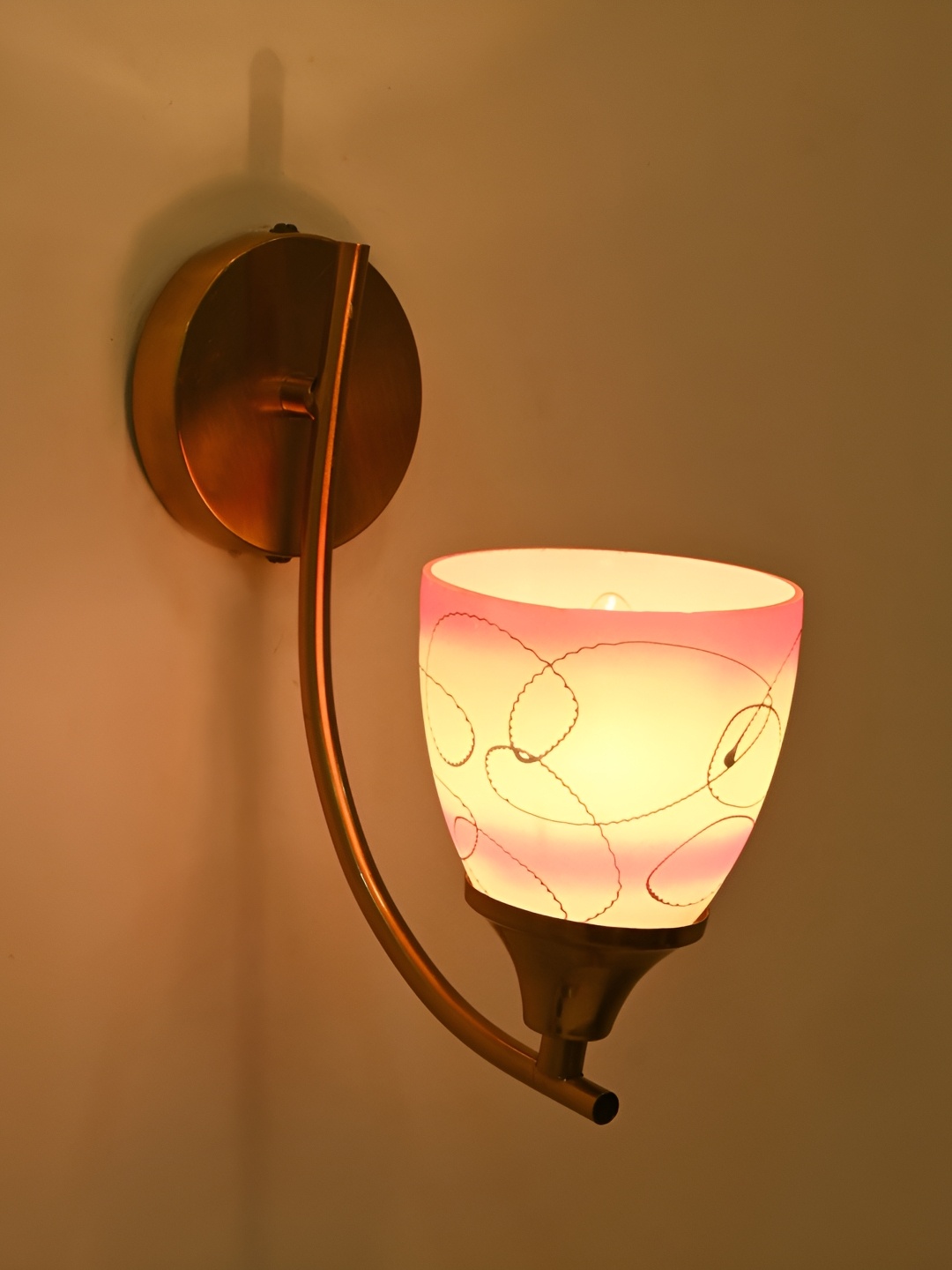 

Afast Pink & White Glass Contemporary Semisphere Shaped Wall Lamp