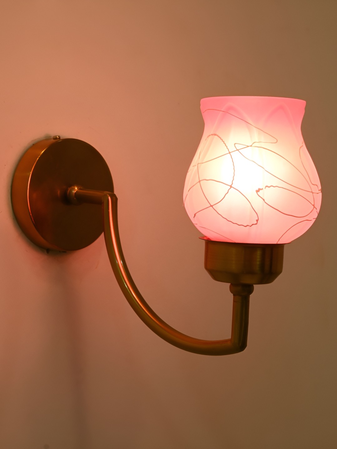 

Afast Pink & White Printed Glass Contemporary Wall Lamp