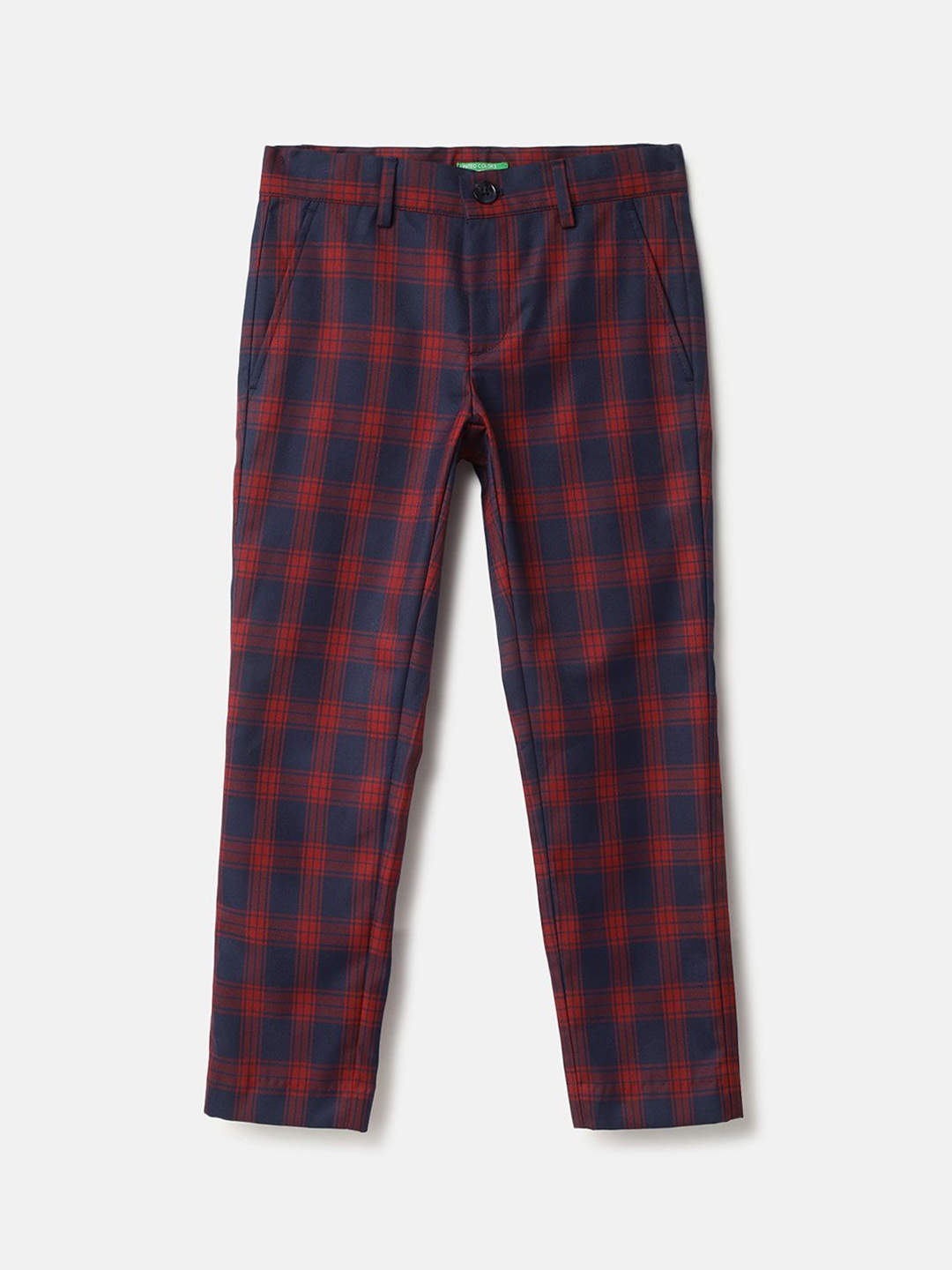 

United Colors of Benetton Boys Checked Urban Slim Slim Fit Trousers, Blue