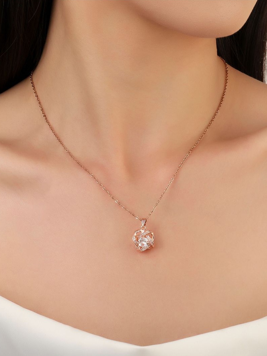 

SALTY Rose Gold-Plated Stainless Steel Circular Pendants with Chain