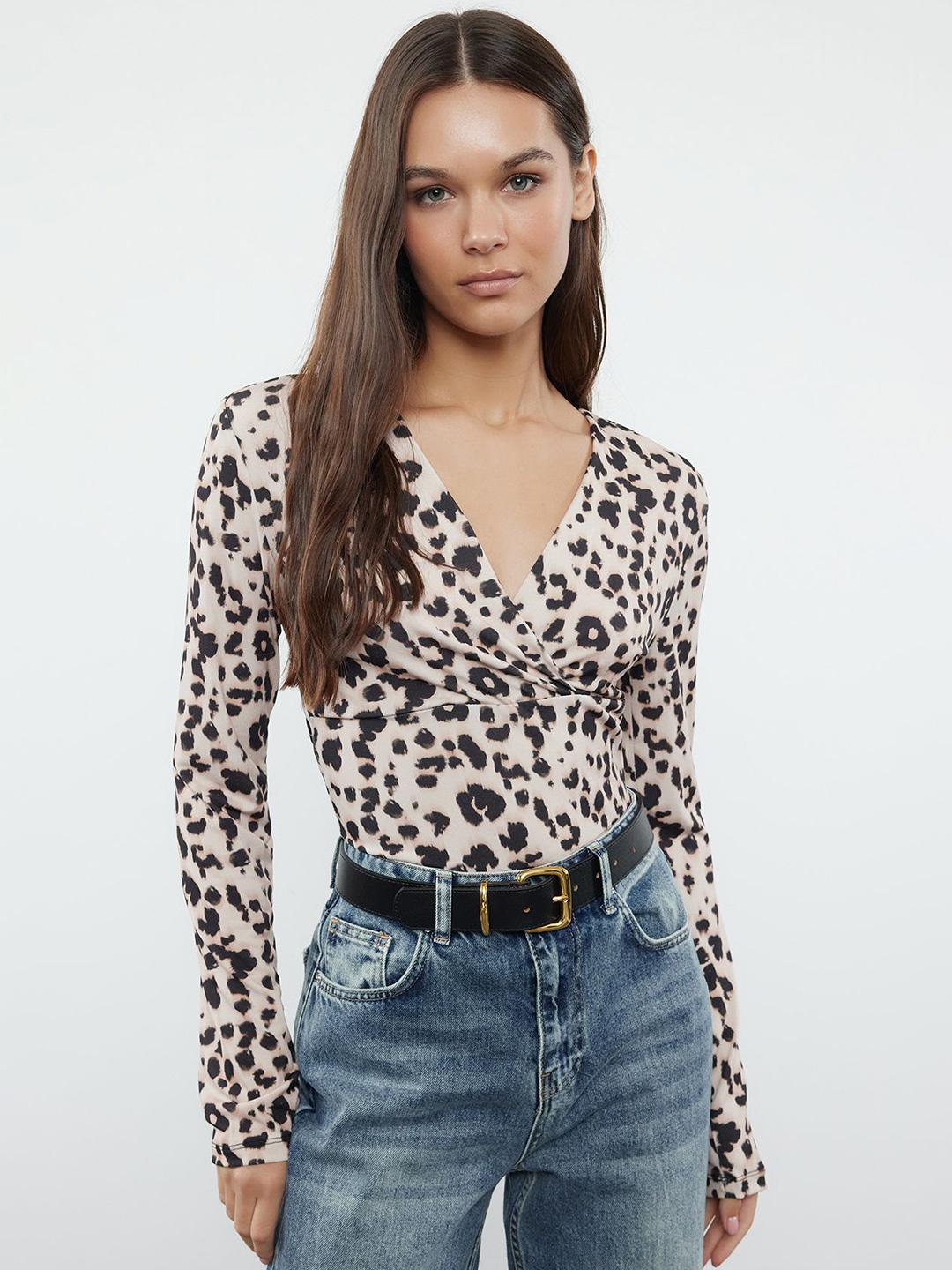 

Trendyol Animal Print Wrap Top, Na