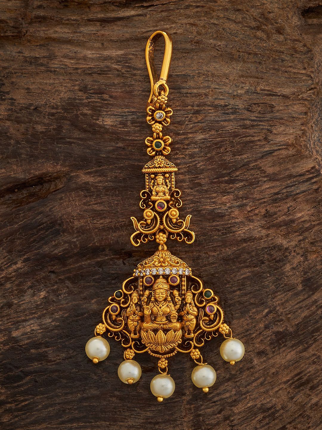 

Kushal's Fashion Jewellery Gold Plated Artificial Stoned & Beads Studded Maang Tikka