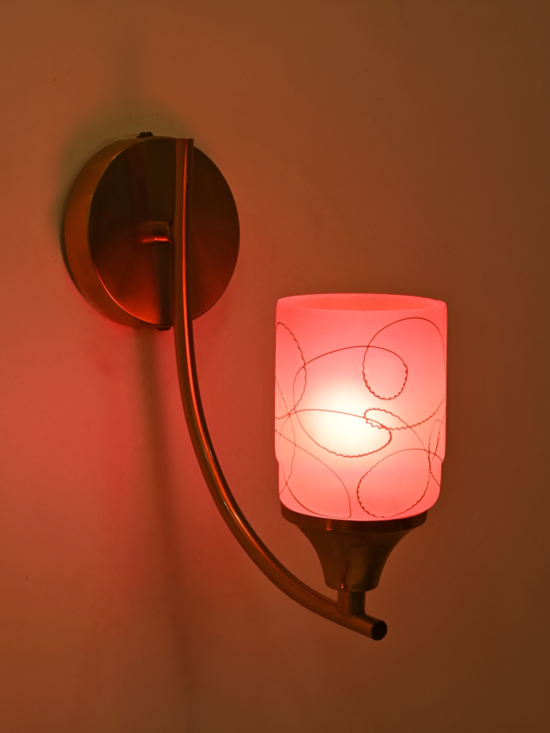 

Afast Pink & White Printed Glass Contemporary Cylinder Shaped Wall Lamp