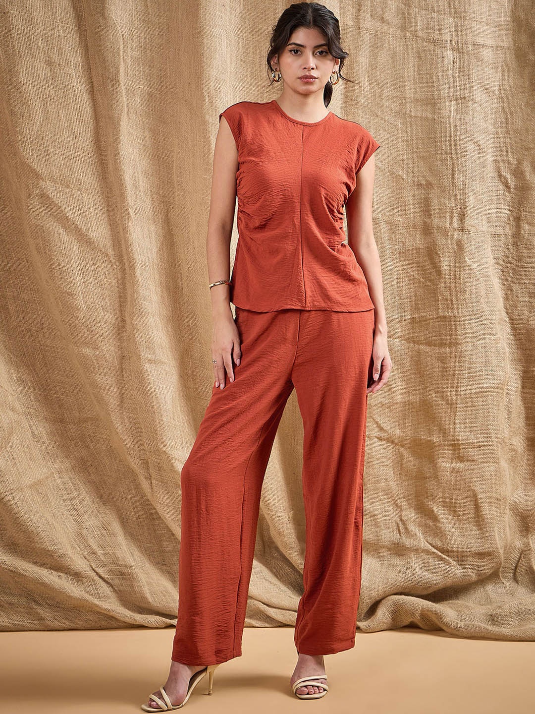 

SASSAFRAS Sleeveless Top With Trouser, Rust