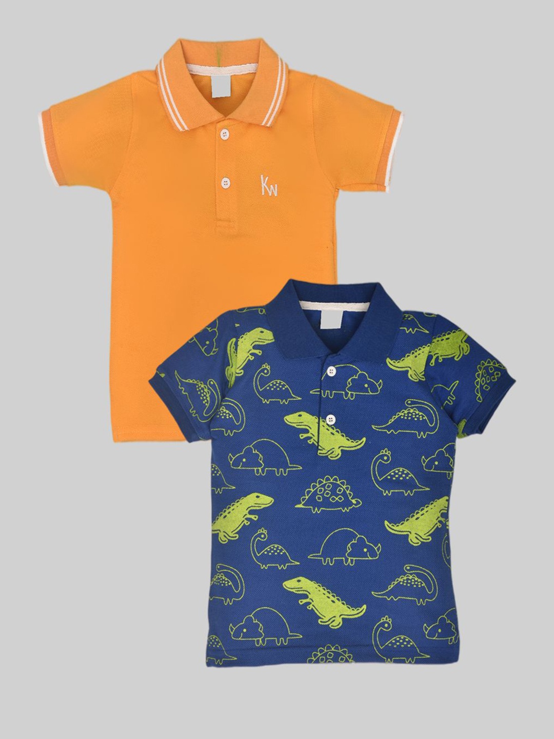 

BAESD Pack Of 2 Boys Conversational Printed Polo Collar Cotton T-shirts, Orange
