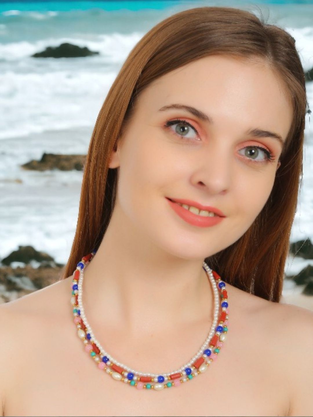

VIVAZS Gold-Plated Beaded Layered Necklace