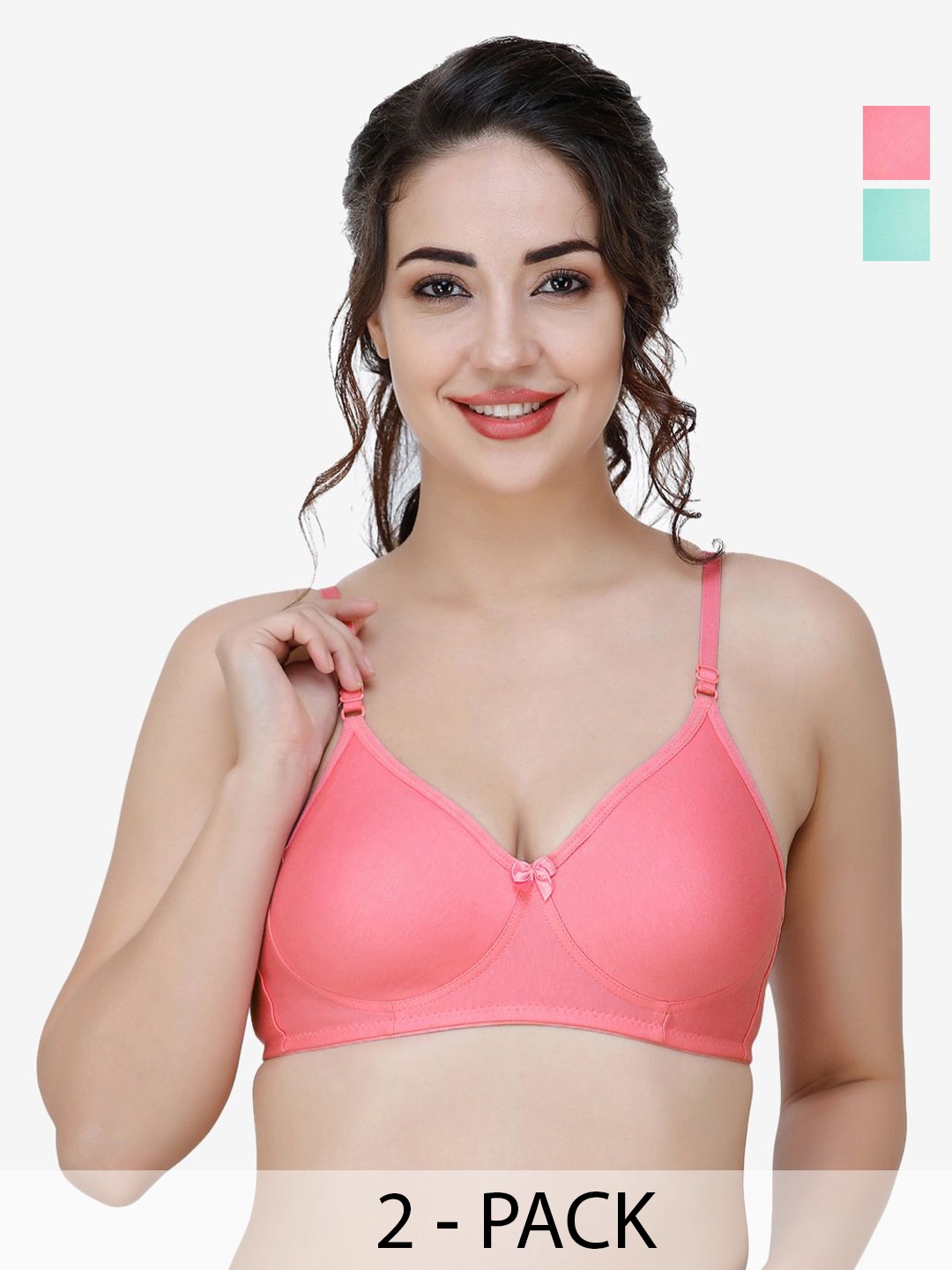 

Docare Pack Of 2 Full Coverage T-shirt Bra, Pink