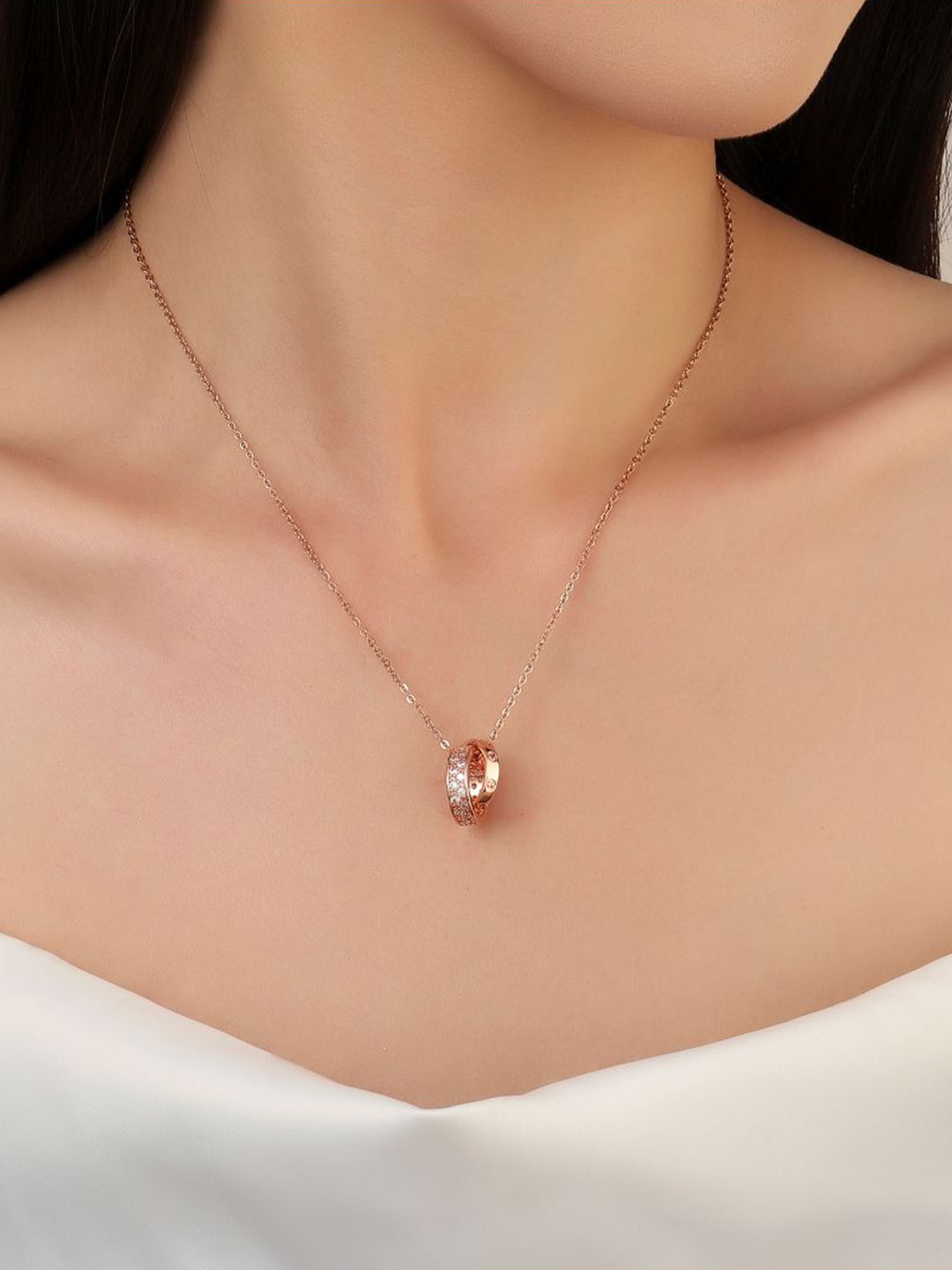 

SALTY Looped Quirky Pendant with Chain, Rose gold