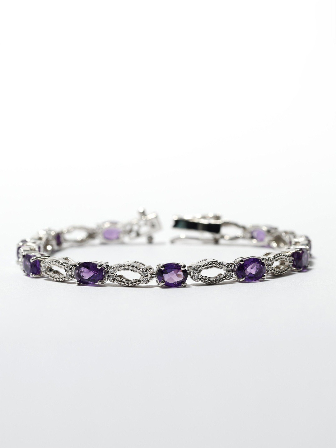 

Exotic India Faceted Amethyst Sterling Silver Bracelet