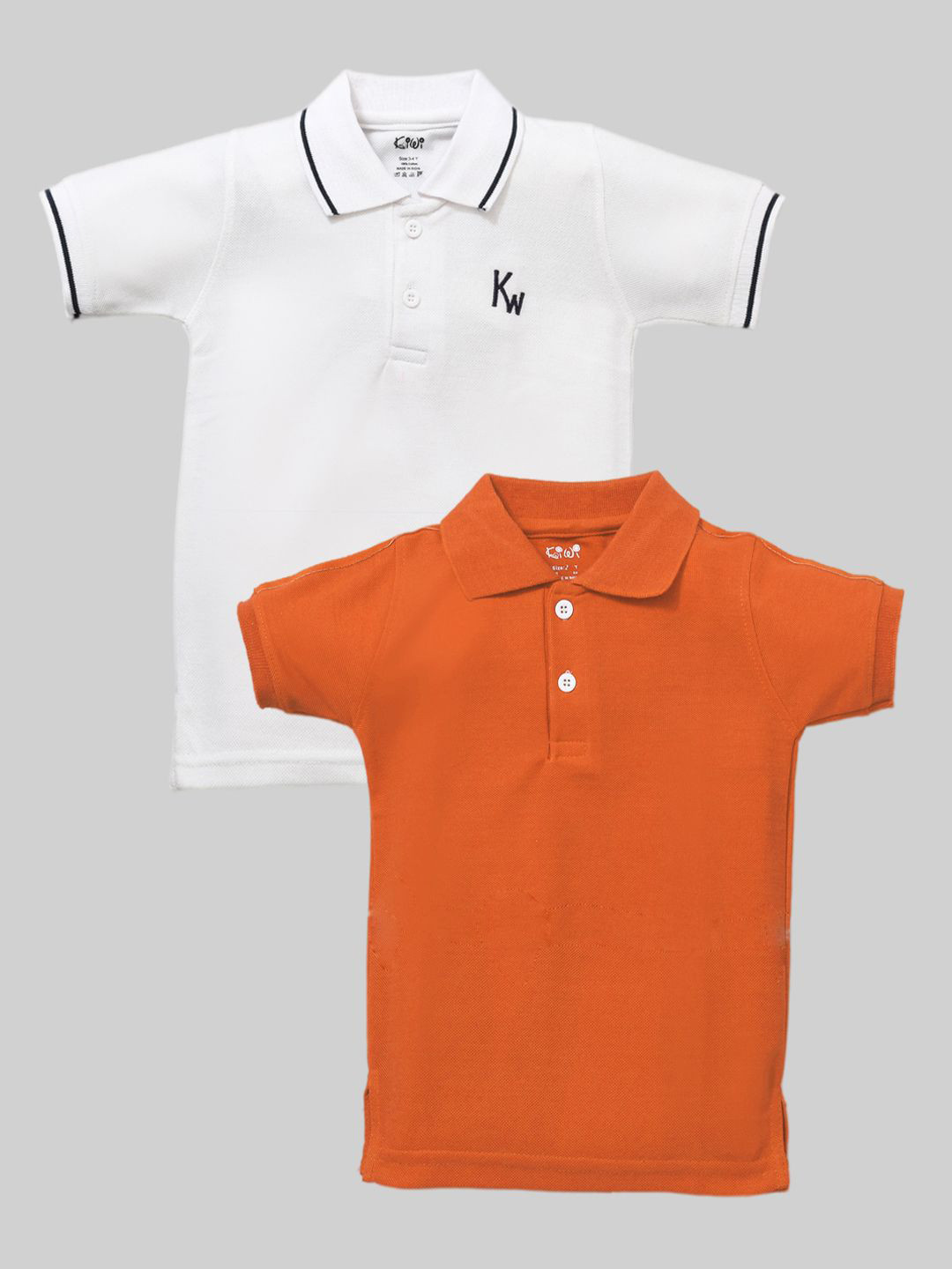 

BAESD Pack Of 2 Boys Solid Polo Collar Cotton T-shirts, White