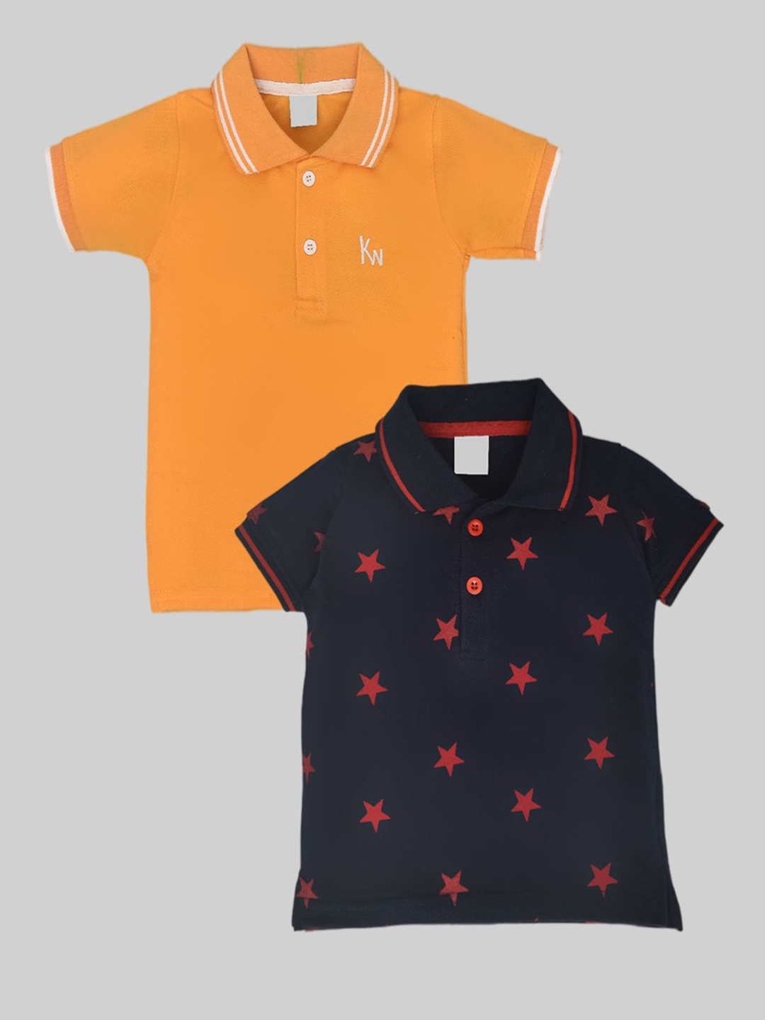 

BAESD Pack Of 2 Boys Conversational Printed Polo Collar Cotton T-shirts, Orange