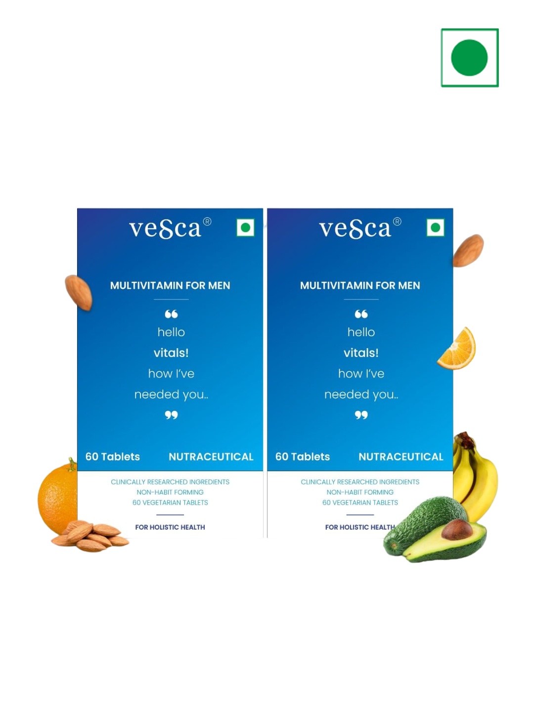 

vesca Set Of 2 Multivitamin For Men- 60 Tab Each, Green