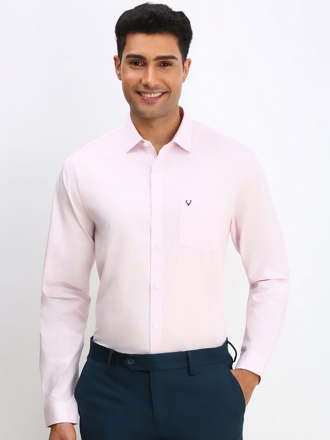 

Allen Solly Men Slim Fit Opaque Printed Formal Shirt, Pink