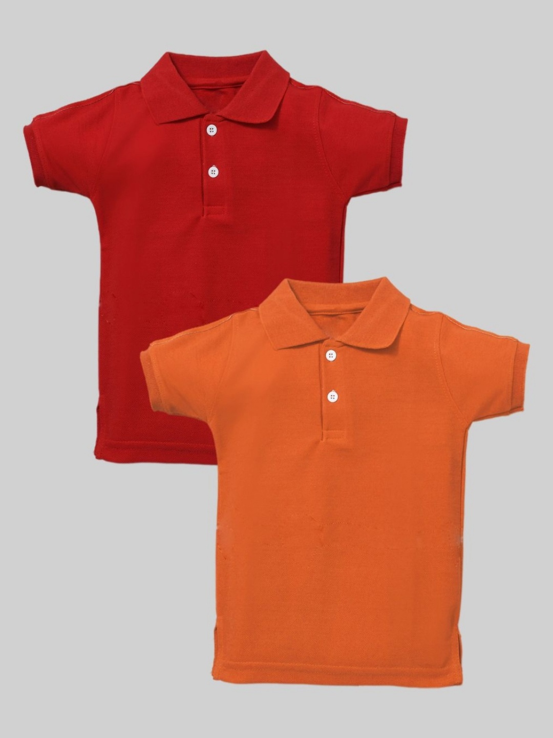 

BAESD Pack Of 2 Boys Solid Polo Collar Cotton T-shirts, Red