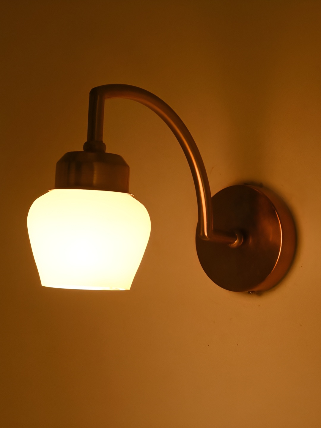 

Afast White and GoldToned Glass Contemporary Bell Shaped Wall Lamp