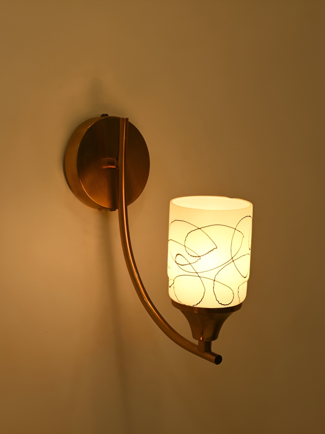 

Afast Black & White Abstract Printed Glass Contemporary Cylinder Shaped Wall Lamp