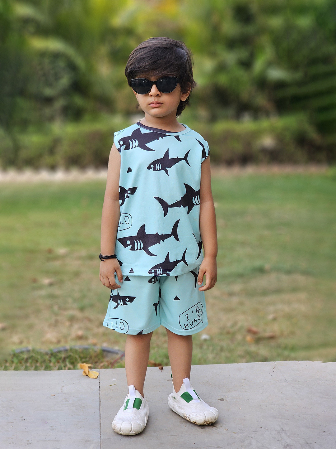 

Emblica Unisex Kids Printed T-shirt with Shorts, Blue